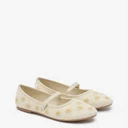 Yellow by Westside Off-White Floral Embroidered Ballerina-image-51