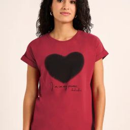 People By Pantaloons Red Cotton Regular Fit Printed T-Shirt-image-22