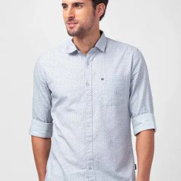Kenneth Cole Light Grey Slim Fit Printed Shirt-image-18