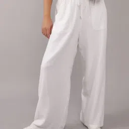 American Eagle Outfitters White Plain Wide Leg Pants-image-27
