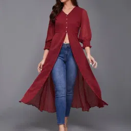 Miss Chase Maroon Self Design Maxi Top-image-58
