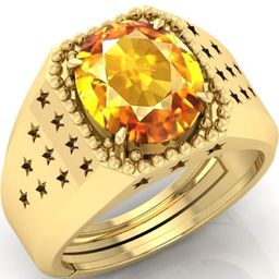 todani jems 4.25 Ratti Pukhraj Stone Original Certified Yellow Sapphire Gemstone Gold Plated | Adjustable Ring-picture-40