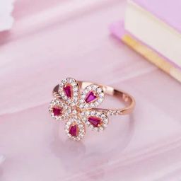 Zavya 92.5 Sterling Silver Gilded Petals Ring for Women-image-1