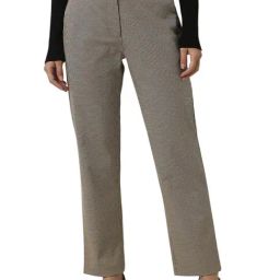 Van Heusen Brown Blended Regular Fit Checks Trousers-image-69
