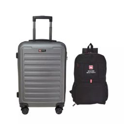 SWISS MILITARY Contour 38 L & 13.2 L Multicolor ABS Luggage Bag & Foldable Backpack Combo, HTL99_BP6-21