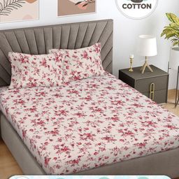Myntra Elegant Homes White & Red Printed 300 TC Cotton King Bedsheet Set 2.50 m x 2.25 m-image-95
