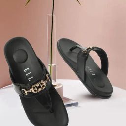 Elle Women's Black T-Strap Sandals-image-33