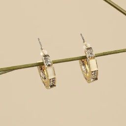 Sohi Gold Plated Designer Stone Party Hoop Earring For Women-image-57