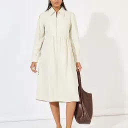 Styli Off-White Cotton Shirt Dress-image-60
