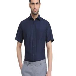 Park Avenue Blue Regular Fit Self Design Formal Shirt-picture-0