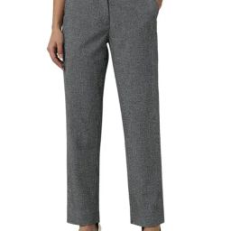 Van Heusen Grey Blended Regular Fit Checks Trousers-image-94