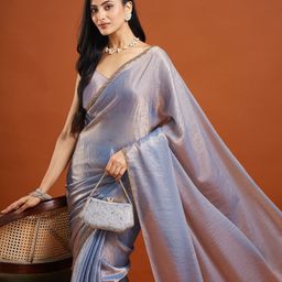 LOROFY Embellished Beads and Stones Silk Blend Tussar Saree-46