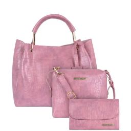 Bagsy Malone Pink Textured Medium Tote Handbag with Sling & Wallet-image-60