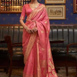 Elora Pink Woven Saree With Unstitched Blouse-image-80