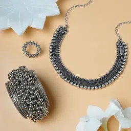 Teejh Pitara Collection Gunjan Oxidized Jewellery Set-image-46