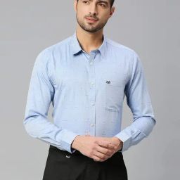 Thomas Scott Cadet Blue Slim Fit Self Design Cotton Shirt-image-16