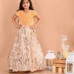 LilPicks Kids Beige Embellished Lehenga with Choli-image-9