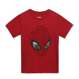 The Souled Store Kids Red Cotton Printed Spiderman T-Shirt-image-87