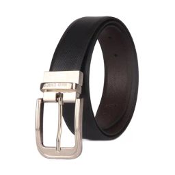 Red Chief Black & Brown Textured Leather Reversible Formal Belt For Men-image-59