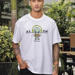 ONE SKY Men Typography Printed Round Neck Cotton Oversized T-shirt-image-10