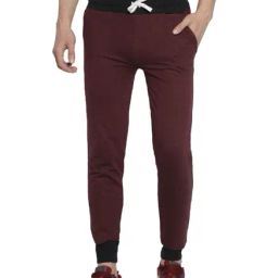 Campus Sutra Maroon Cotton Joggers-image-13
