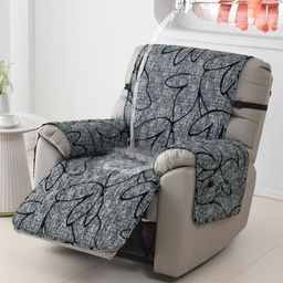 HOKIPO Grey & Black Printed Polyester 1 Piece Sofa Cover-image-51