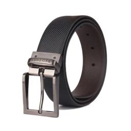 Red Chief Black & Brown Textured Leather Reversible Formal Belt For Men-image-37