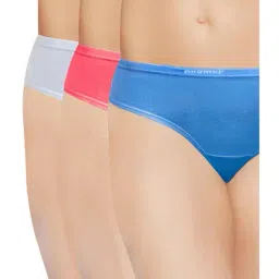 Enamor Blue, Red & Off White Mid Waist Bikini Panty - Pack Of 3-image-42