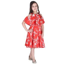 Cutecumber Kids Red Floral Print Dress-image-6