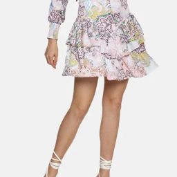 ISU White Printed Ruffle Mini Skirt-image-30