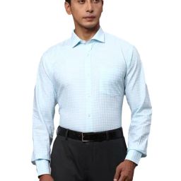 Park Avenue Aqua Slim Fit Check Cotton Shirt-image-17