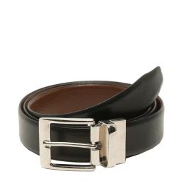 Teakwood Leathers Black Leather Reversible Belt for Men-image-43