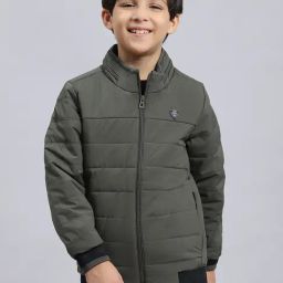 Monte Carlo Kids Olive Solid Full Sleeves Jacket-image-48
