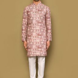 Arihant Rai Sinha Men Floral Printed Regular Pure Cotton Kurta with Churidar-picture-38