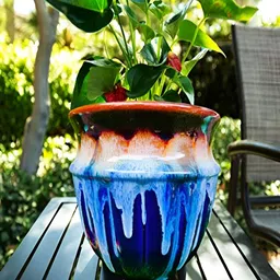 NIYARA Blue & Black Printed Ceramic Planter-19