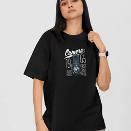 Moda Rapido Women Printed Drop-Shoulder Sleeves Applique T-shirt-picture-41