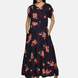Nejo Floral Printed Maternity Fit and Flare Maxi Dress-image-46