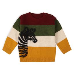 Mi Arcus Full Sleeves Zebra Faux Fur Detail Colour Blocked Sweater- Multi Colour-picture-40