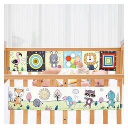 KolorFish Black and White Cloth Books High Contrast Baby Toys, 0-6 6-12 Months Soft Baby Book,Infant Tummy Time Toys,Baby Activity Crinkle Folding Educational Activity Suitable for Boys Girls (Fox)-9