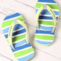 Pine Kids Slip OnFlip Flops Striped -Sky Blue & Green-image-5