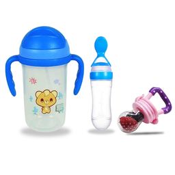 Chinmay Kids Soft Straw Anti Slip Feeding Sipper with Fruit Feeder & Soother - Blue & Pink-15