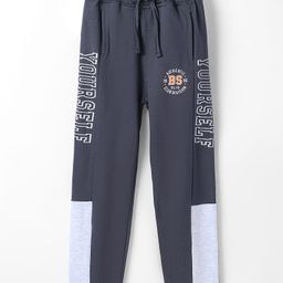 Olio Kids Knit Full Length Text Printed Fleece & Woollen Bottom - Grey-picture-12
