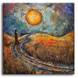 Olive Tree Wooden Wall Art Attractive Set of 1 Canvas Painting for Home, Bedroom & Living Room|Engineered Wood Frame|Modern Stylish Hanging Wall Art Painting for Wall Decoration - Orange-image-83