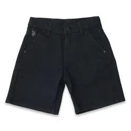 US Polo Assn Cotton Knit Above Knee Length Solid Shorts - Black-picture-9