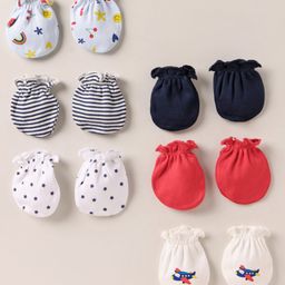 Ben Benny Interlock Knit Mittens with Stripe Star & Solid Print Pack of 6 - Multicolor-image-40