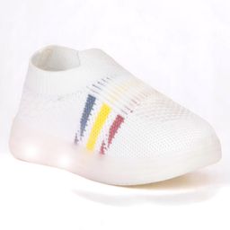 Lil Lollipop Mesh Detailed Placement Striped LED Shoes - White-image-54