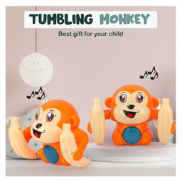 Fiddlerz Battery Operated Tumbling Monkey Musical Toy With Voice Control Sensor Light Music Banana Rotating Arm Sound (Color May Vary) image 2