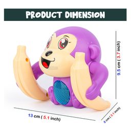 Fiddlerz Battery Operated Tumbling Monkey Musical Toy With Voice Control Sensor Light Music Banana Rotating Arm Sound (Color May Vary) image 3