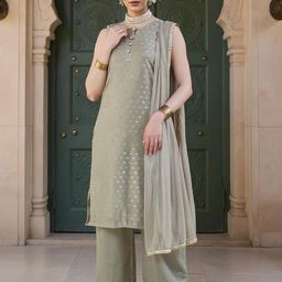 SZN Women Ethnic Motifs Regular Chanderi Silk Kurta with Palazzos-image-49