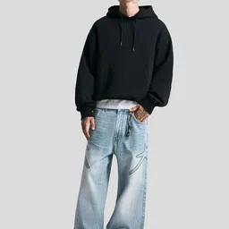 Bershka Embroidered Pure Cotton Baggy Jeans-picture-28